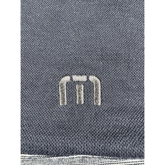 Travis Mathew Blocked Striped Polo Shirt Mens Lg Blue Gray Cotton Polyester - Picture 3 of 11